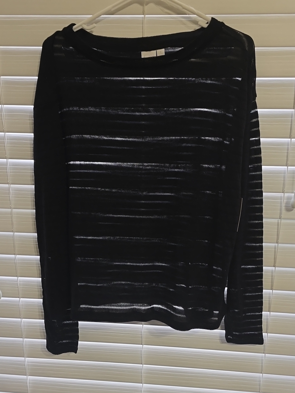 14th & Union Black Sheer Striped Top